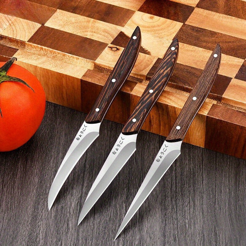 3-Piece Carving Knife Set Fixed Blade Whittling Knives | Carry-along Multifunctional Peeling Knife with Anti-Slip Outdoor Log Handle | Kitchen Tools Camping Gear Gifts for Dad Men
