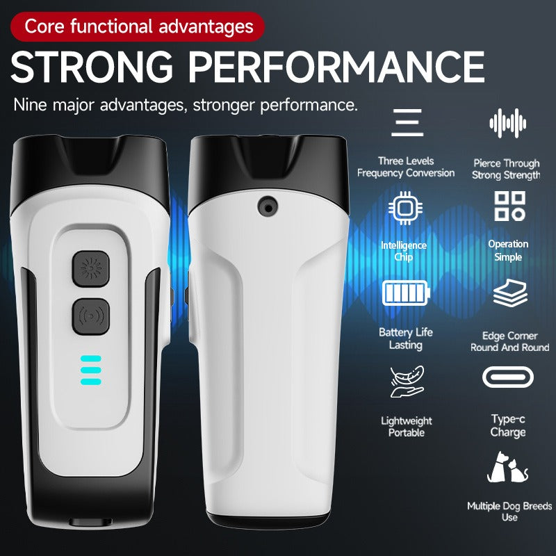 Adjustable Anti-Barking Trainer, Carry-along Indoor Outdoor Dog Behavior Corrector – Ultrasonic Dog Bark Control Device with LED Flashlight - product image 5
