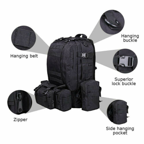 Tactical Backpack 60L MOLLE Military Bag with 3 Detachable Pouches for Camping & Outdoor Adventures - product image 6