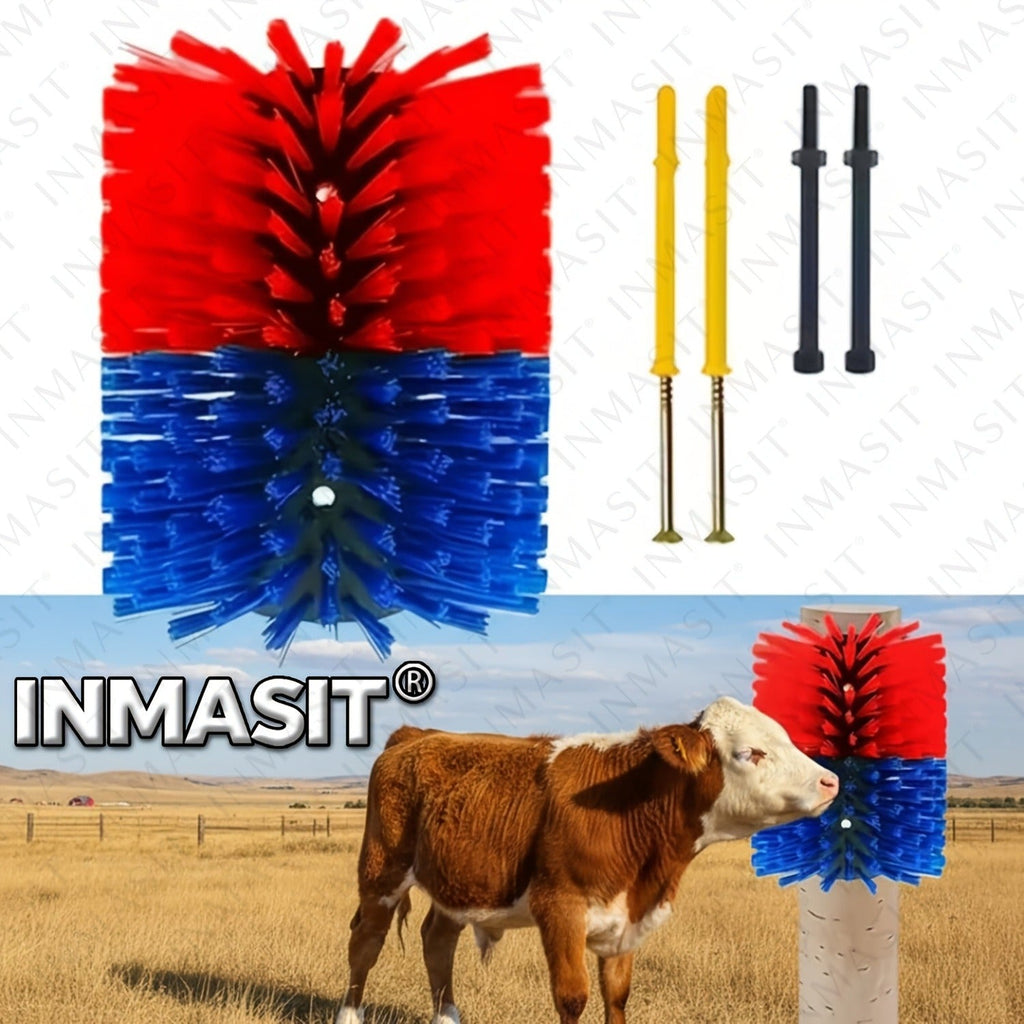 Livestock Grooming Brush Scratcher 8.7" – Easy Install with 4 Screws, Battery-Free Stress Reduction, Red/Blue & Yellow/Blue – All-in-One Massage & Itch Relief - product image 11