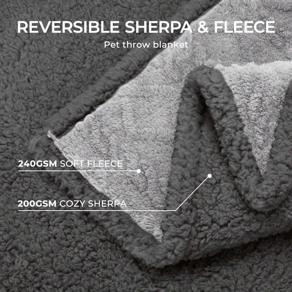 Reversible Sherpa Fleece Pet Throw Cover for Small Medium Large Dogs & Cats, 6 Sizes, 4 Colors – Liquid-Proof Dog Blanket for Sofa & Bed - product image 14