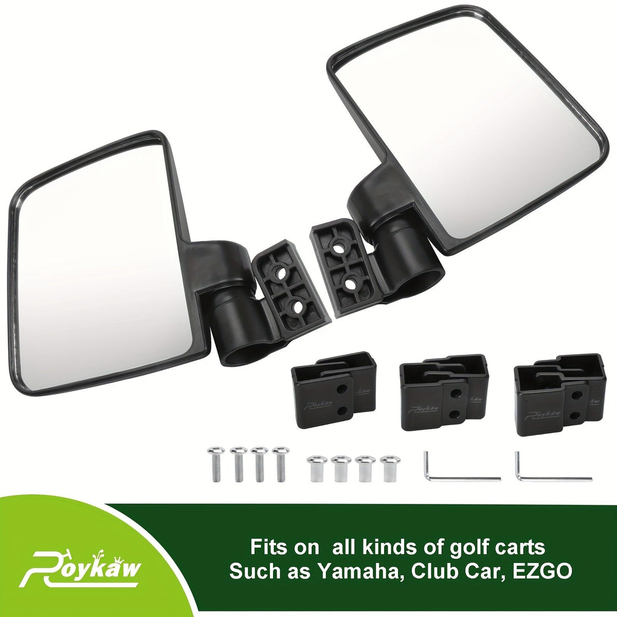 Convex Golf Cart Side Rear View Mirror for EZGO Club Car Yamaha G29 Square Frame | No Drilling Hassle-free Install Wide Angle Blind Spot Mirror - product image 6