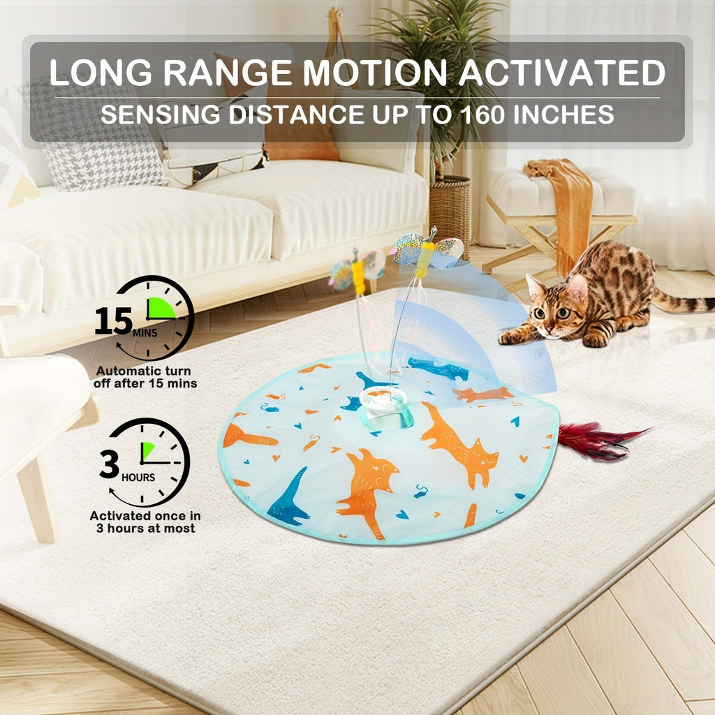 USB Rechargeable 1200mAh Auto Shut-Off 3 Speed Modes Indoor Cat Exercise Toy by Valonii – Interactive Cat Toy Electric Motion Activated 2-in-1 Rotating - product image 3