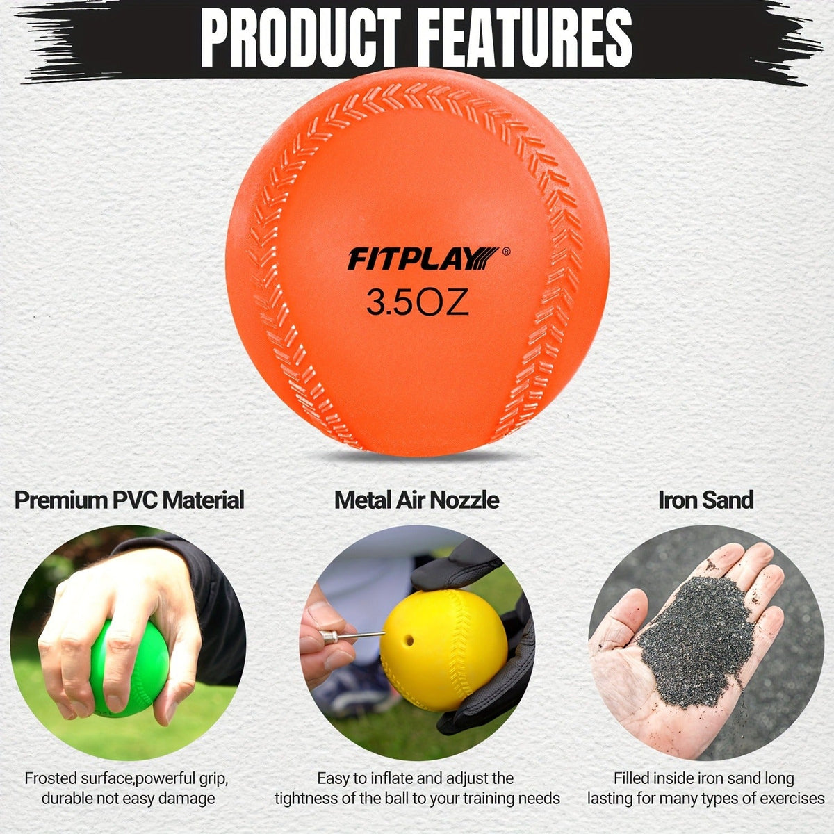 Weighted Ball Set of 6 with Mesh Bag & Air Nozzle | PVC - product image 5