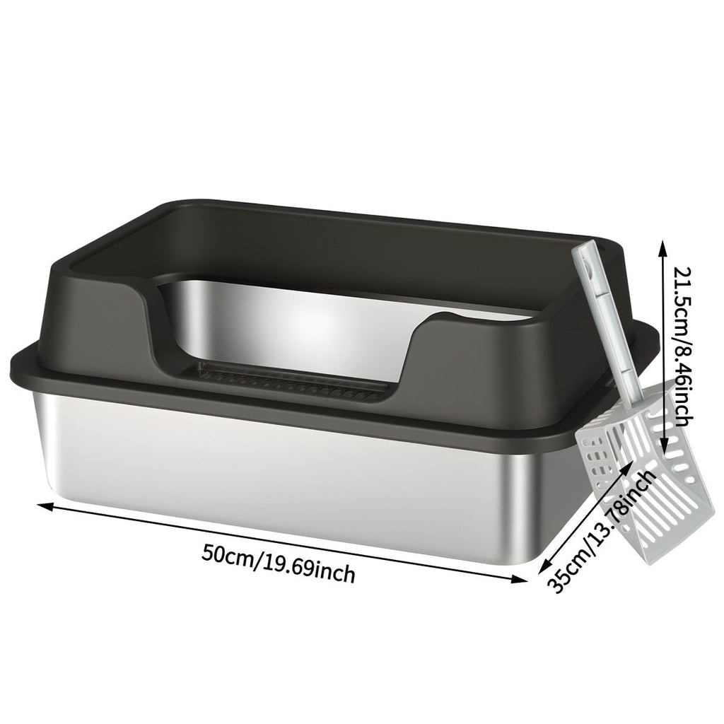 Stainless Steel Cat Litter Box with Scoop – High-Wall Semi-Enclosed Design, Non-Stick Easy Clean Surface, Anti-Leakage Odor Control, 2 Sizes for Kittens - product image 10