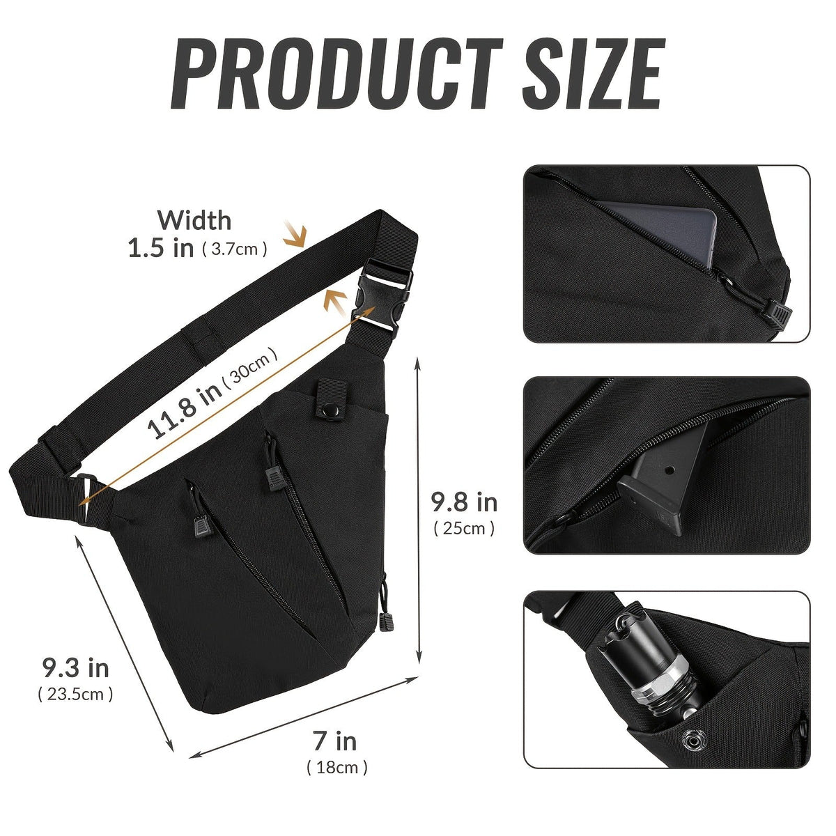 Anti-Theft Sling Bag Men Crossbody Chest Pack Oxford – Featherlight Shoulder Bag with Adjustable Strap, Multiple Compartments & Zipper, Left & Right Hand - product image 6