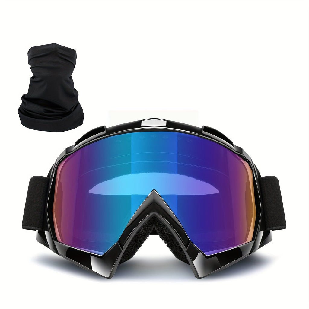 TPU Frame PC Lens Mirror Coating, Thick Foam Pad, Adjustable Strap, 28+ Color Styles, Adult Snow Goggles for Skiing & Snowboarding, Great Gift | Ski Goggles Set with Black Headband