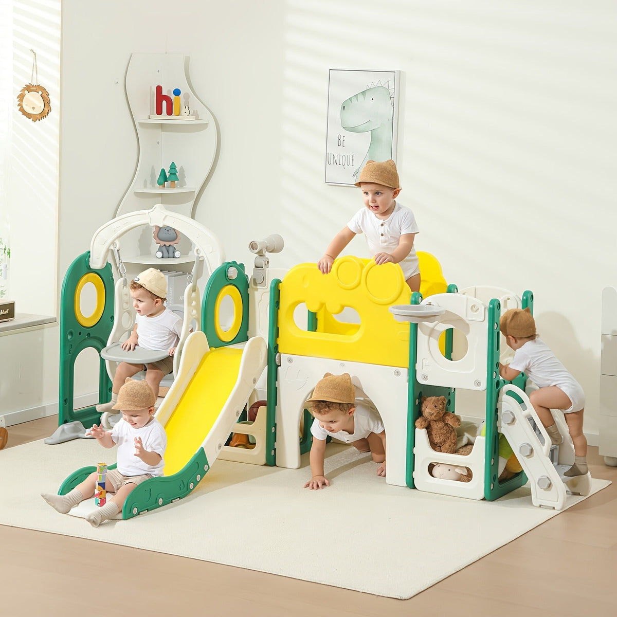 9-in-1 Collapsible Toddler Slide with Basketball Hoop Telescope Climbing Set Indoor Outdoor Kids Playset Extended Slide for Toddlers Boys Girls - product image 4