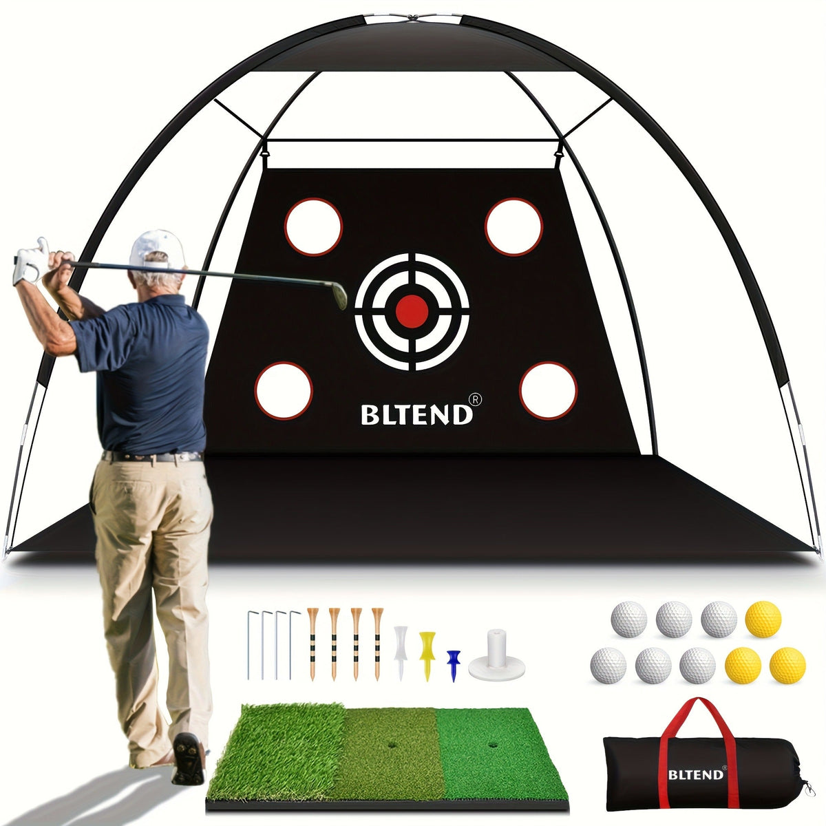 Golf Practice Net 10x7ft with Hitting Mat – Portable Golf Chipping Net for Backyard Indoor Outdoor Use – Golf Gifts for Men Dad Golfers – Golf Training Net for - product image 7
