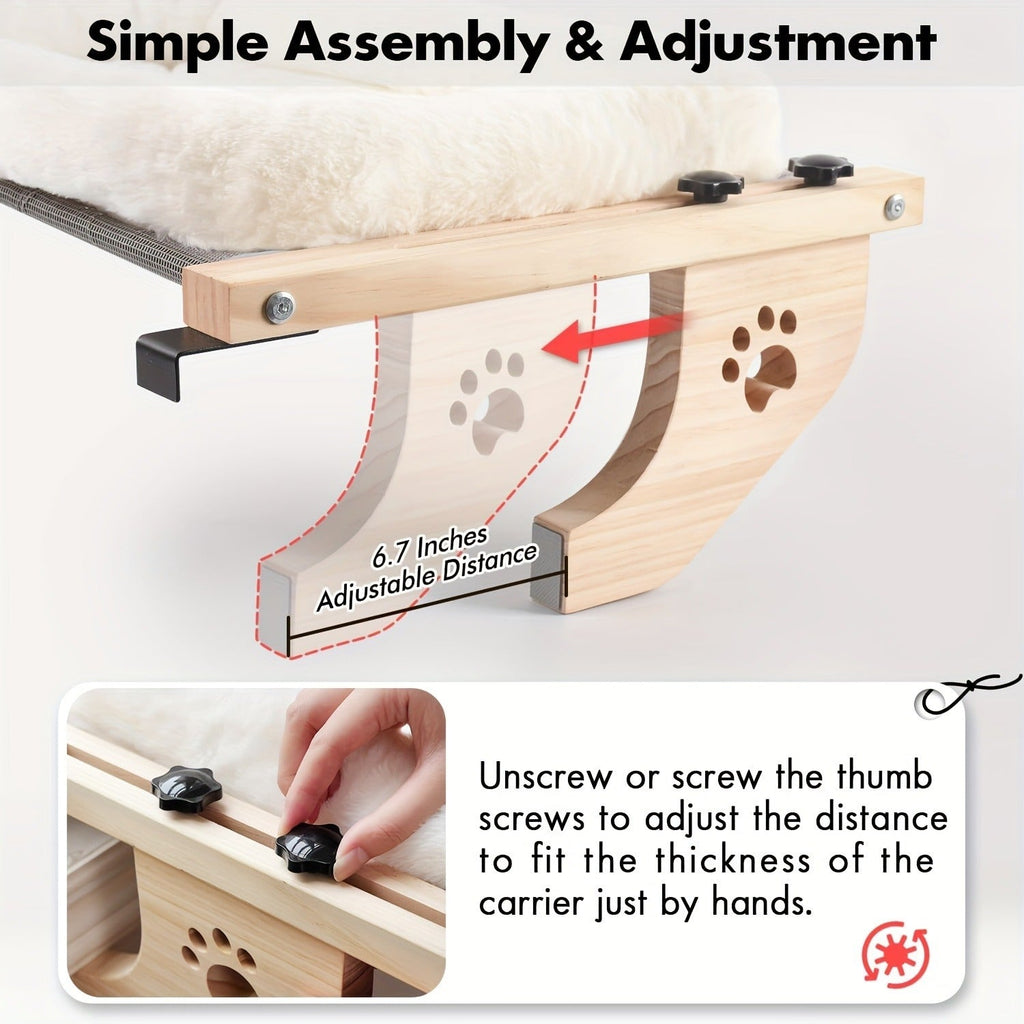 Cat Window Frame Hammock Adjustable | Long-lasting Frame Cat Bed with Paw Print Pattern, Easy Install Window Sill Bedside Cabinet Perch, Large Cat Hammock - product image 9