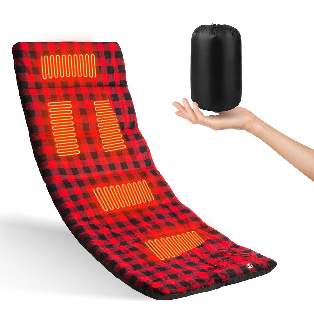 Heated Sleeping Bag Liner with 5 Heating Zones | Blue & Red (Battery Not Included) | Electric Sleeping Bag Mat, 3-Level USB Heat Control for Cold Weather Camping, Backpacking & Hiking
