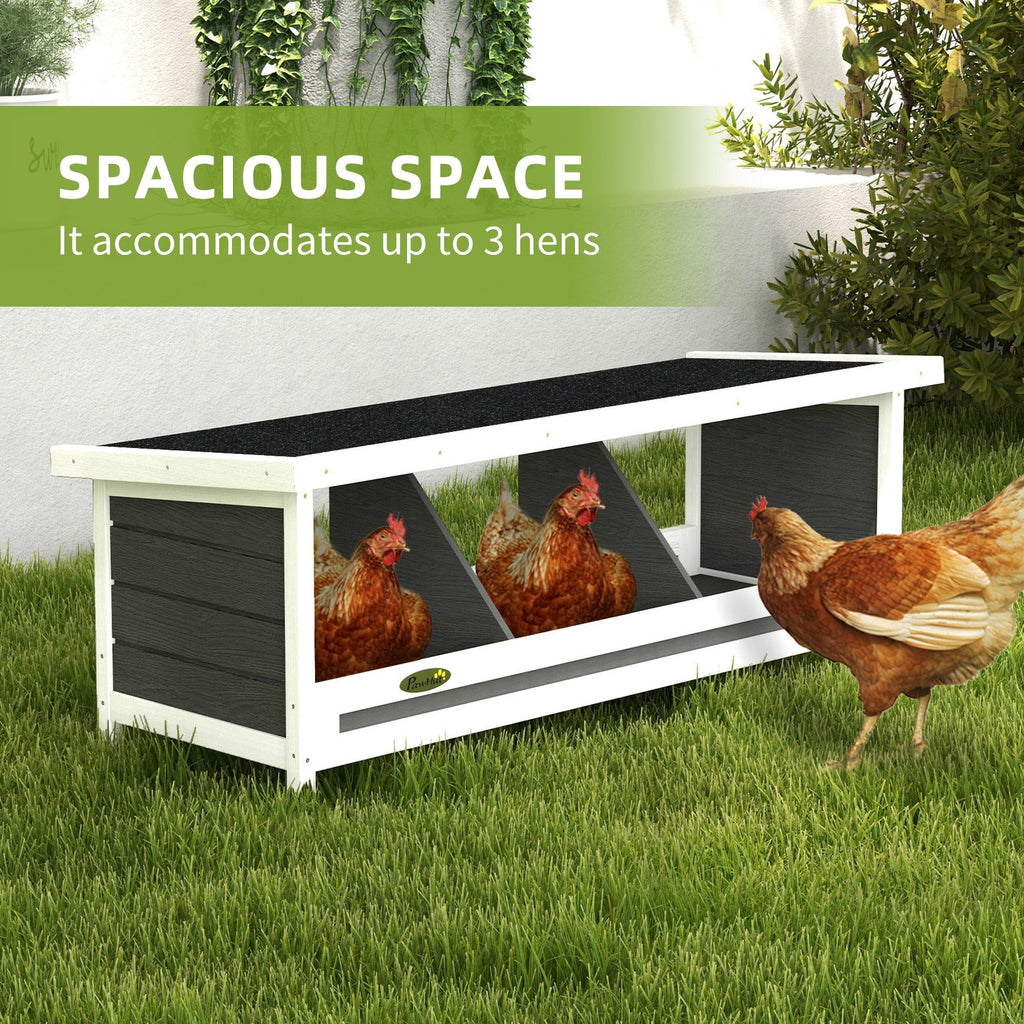 Chicken Nesting Box 3 Hole Wood Laying Box with Asphalt Roof for Hens – Indoor Outdoor Chicken Coop Nesting Boxes Fits Up to 3 Chickens – Gray – 37.5" L - product image 3