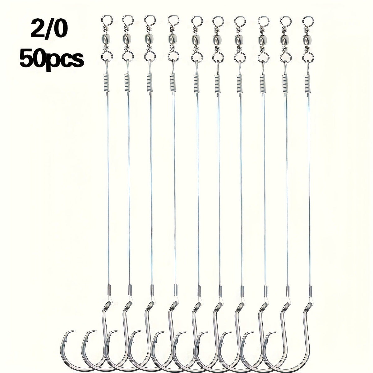 Octopus Offset Steel Fishing Hooks for Catfish, Bass, Saltwater & Freshwater, Size 1/0 to 7/0 – Circle Hooks 50pcs