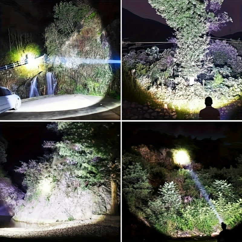 Waterproof LED Flashlight 6 Modes 3 Color Filters Solar USB Rechargeable IPX4 Torch for Hunting Camping Boating Hiking Emergency for Patio & Backyard Use