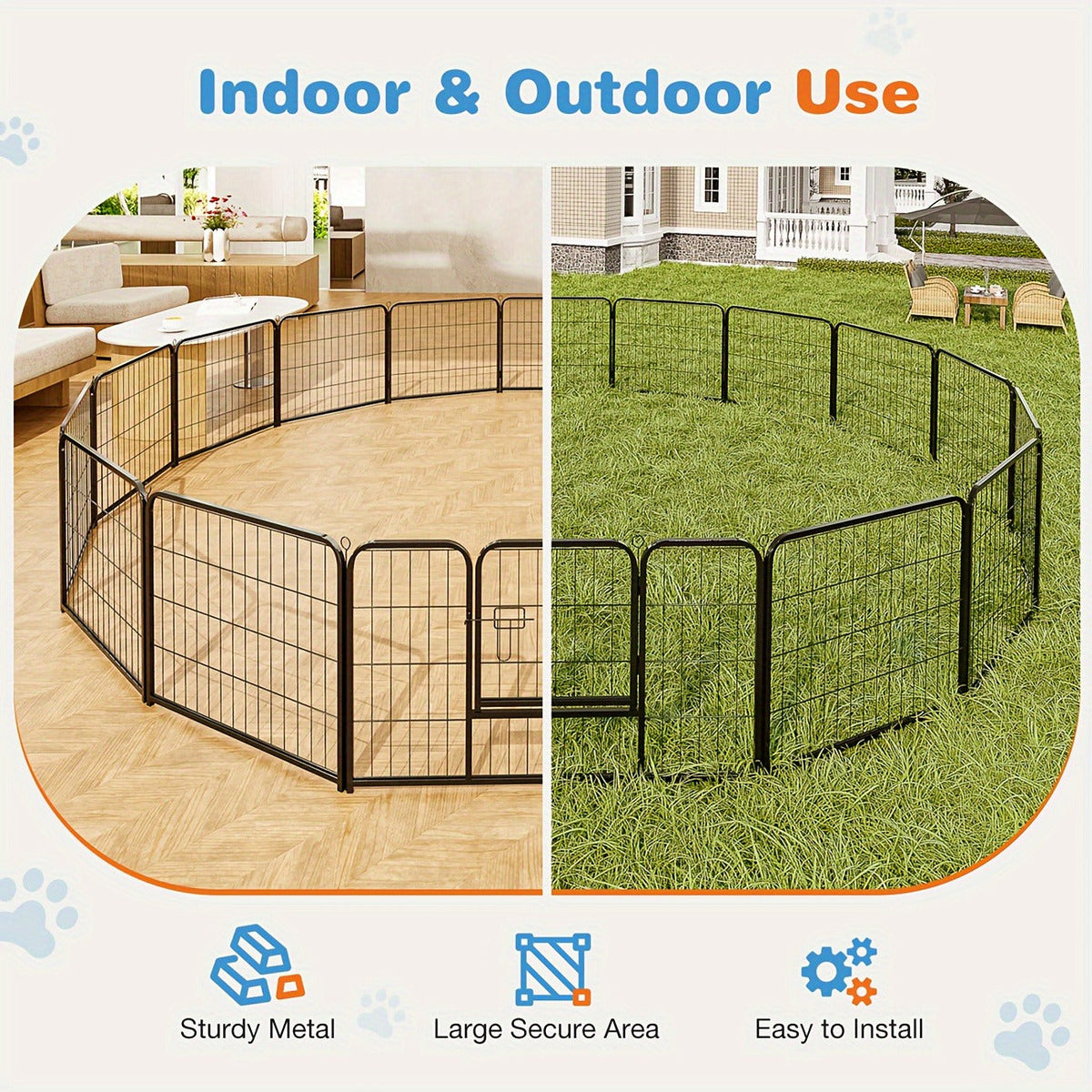 8 & 16 Panel Pet Exercise Pen for Large Medium Small Dogs, Carry-along Indoor Outdoor Puppy Pen for Yard Garden Camping RV, 24"/32"/40" Panel Height – Dog - product image 13