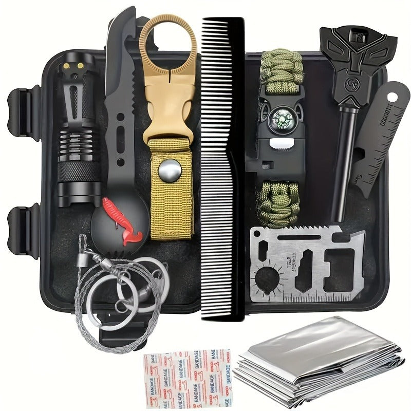 Tactical Survival Kit Multi-Tool Box | Emergency Outdoor Gear with Magnesium Fire Starter, Flint & First Aid Supplies for Camping, Hiking, Hunting & SOS - product image 4