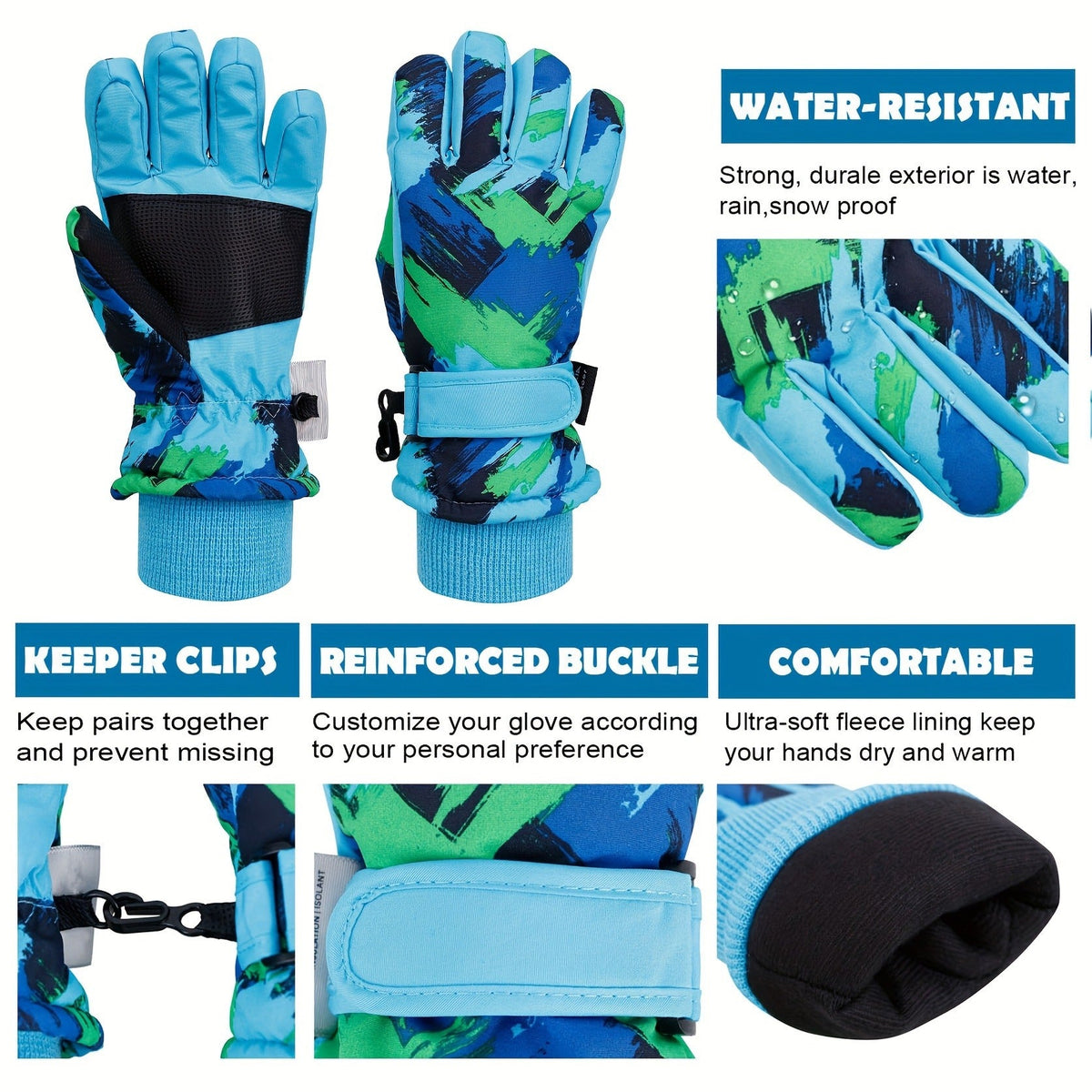 Windproof Waterproof Thermal Gloves for Men & Women, Non-Slip Grip, Touchscreen Compatible, Cold Weather Outdoor Sports Gloves – Winter Ski Gloves for Skiing - product image 6