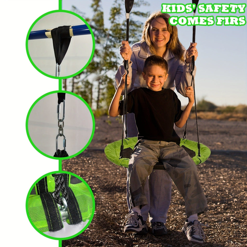 Kids Disc Swing 40 Inch | Anti-Slip Tree Swing with Adjustable Straps Powder Coated Frame Indoor Outdoor Play