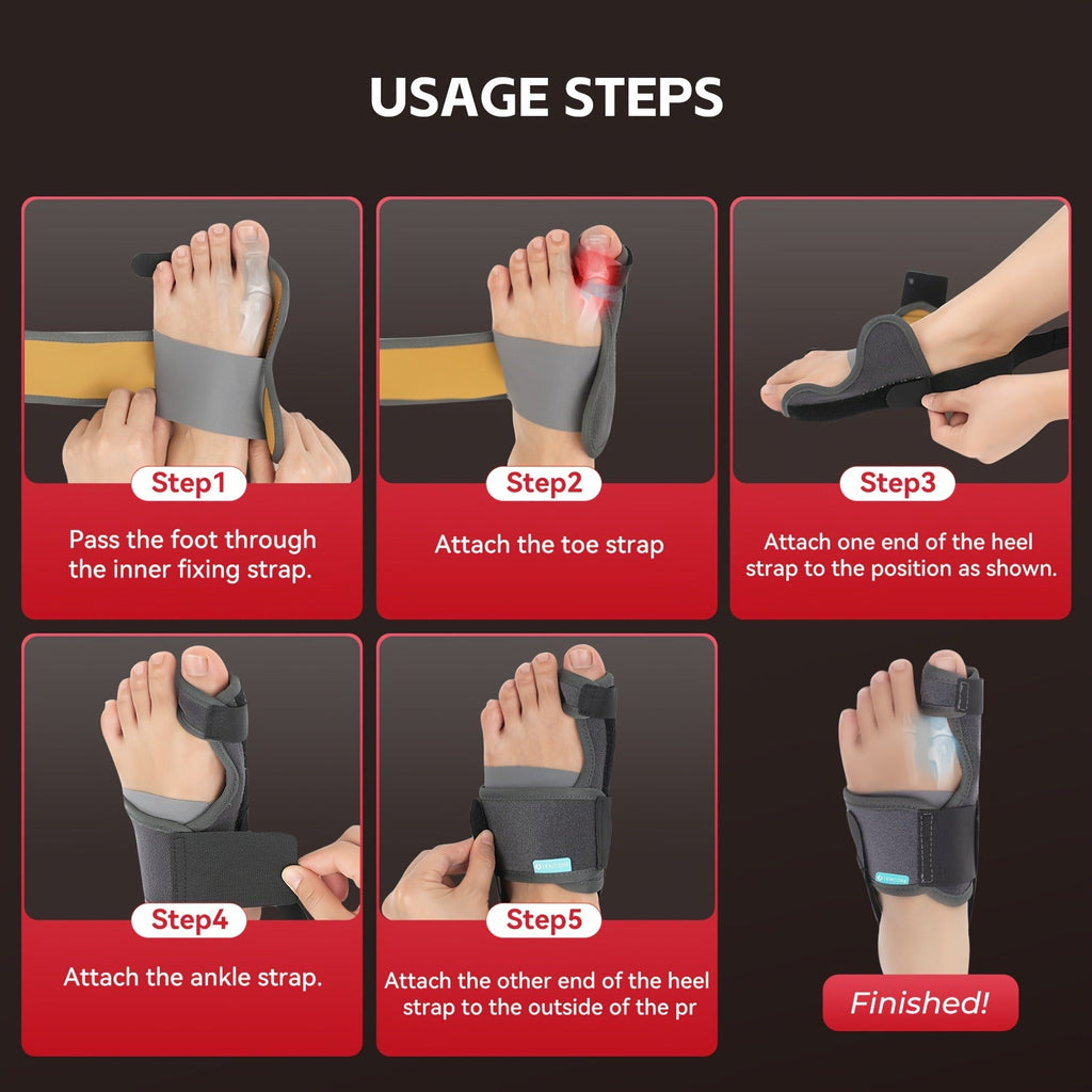 Adjustable Big Toe Splint with 2 Angle Bars & Double Non-Slip Straps, Day Night Hallux Valgus Relief Support Brace, 1 Pair | Toe Separator Bunion Corrector for - product image 5