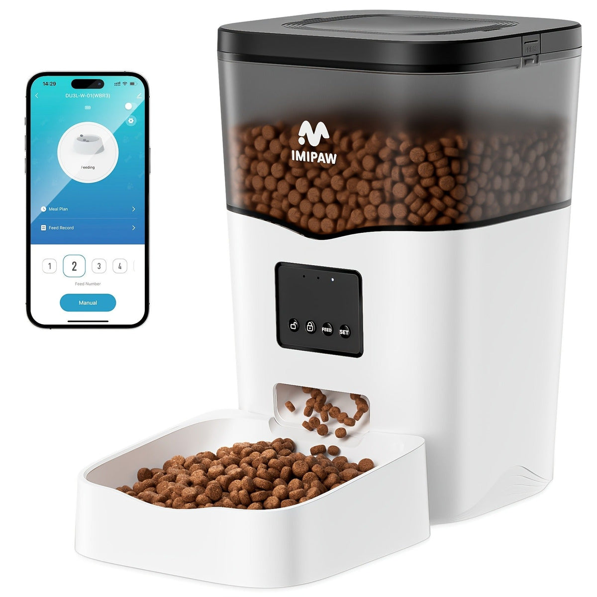 Smart WiFi Automatic Pet Feeder 101oz – App Control, Up to 10 Meals Per Day, HD Camera Option with 2.4G & 5G, Voice Assistant Compatible, USB Powered, Remote - product image 5