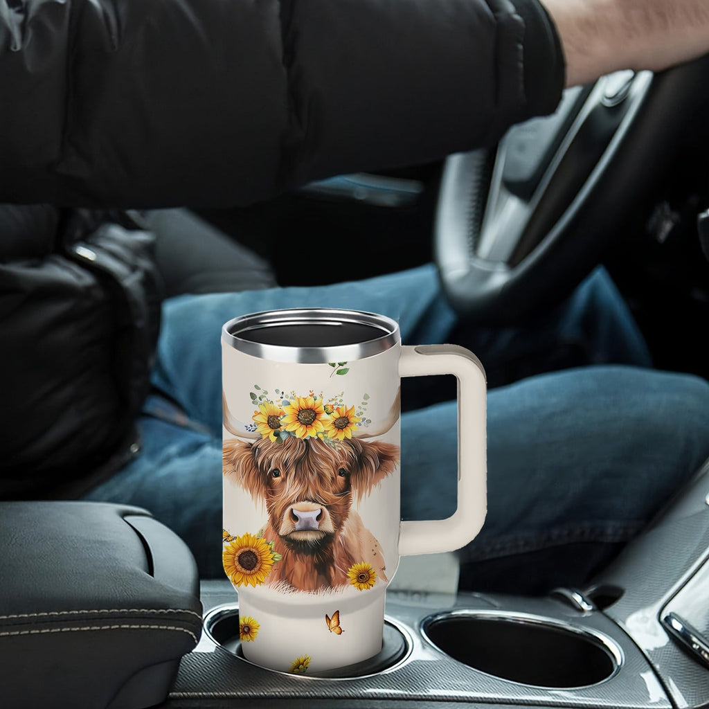 40oz Stainless Steel Tumbler with Handle and Lid | Cow Print Insulated Travel Cup for Hot & Cold Drinks, Double Wall Vacuum Tumbler for Camping, Sports - product image 7