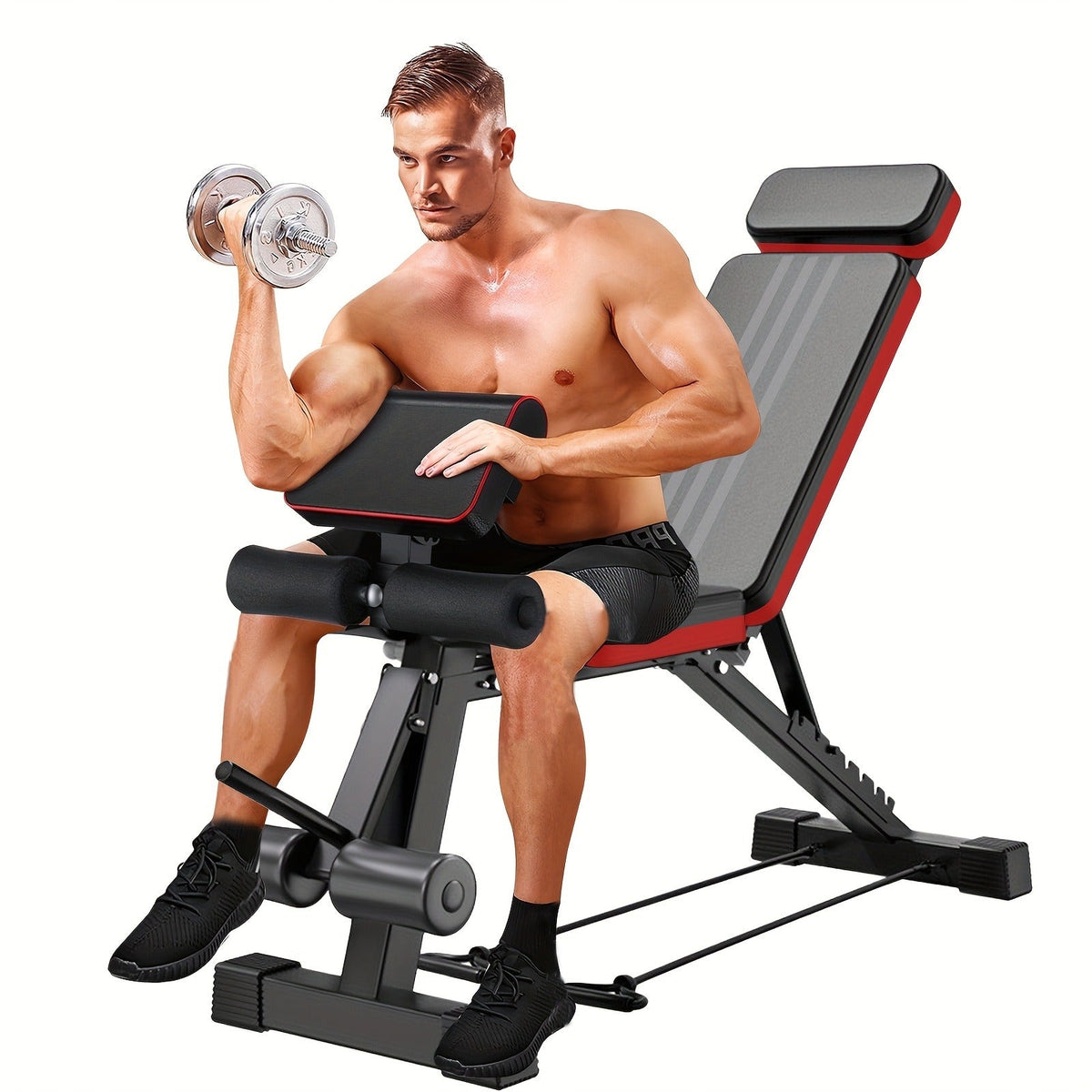 Foldable 14-in-1 Home Gym Dumbbell Bench, 1000 lbs Capacity, Roman Chair with Thick Cushion & Headrest – Adjustable Weight Bench - product image
