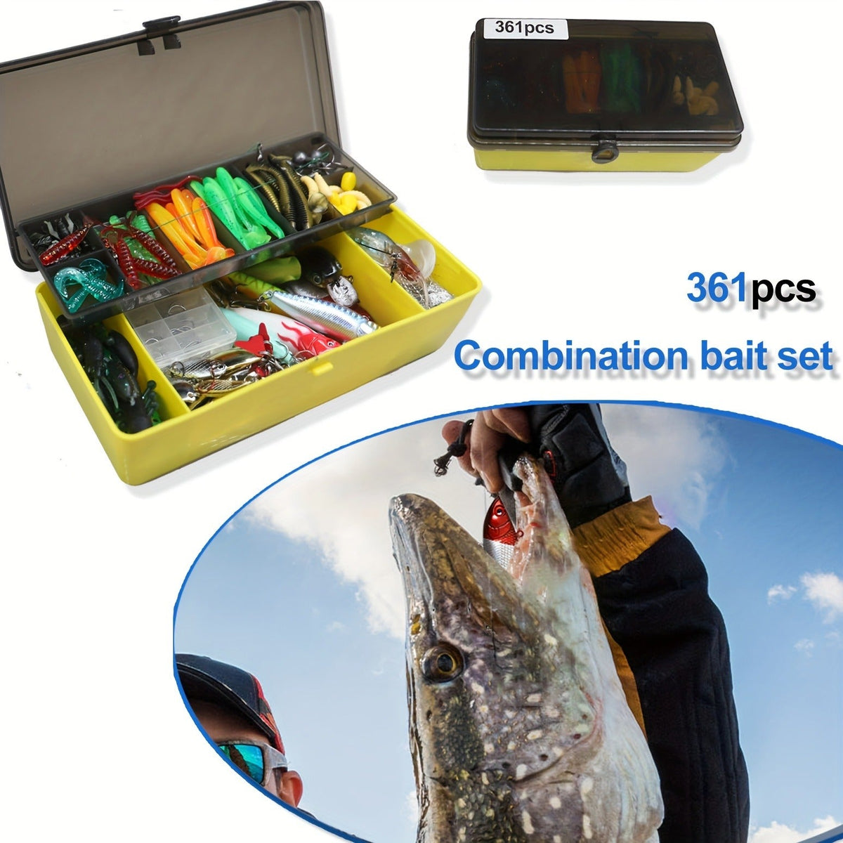 Mixed Plastic & Metal Baits, Hooks, Swivels & Jig Hooks (361 pcs) – Fishing Lures Kit with Tackle Box - product image 5