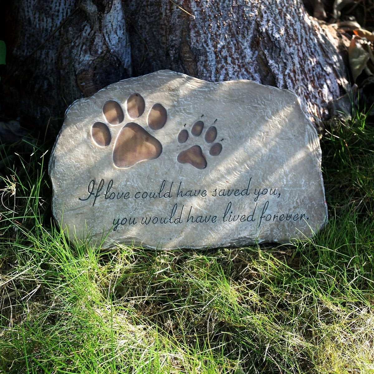Pet Memorial Stone Hand-Painted Paw Print Garden Grave Marker for Dogs & Cats | Heartfelt Dog Cat Memorial Gift | Sympathy Loss Gift Indoor Outdoor Pet Remembrance Stone | Brown