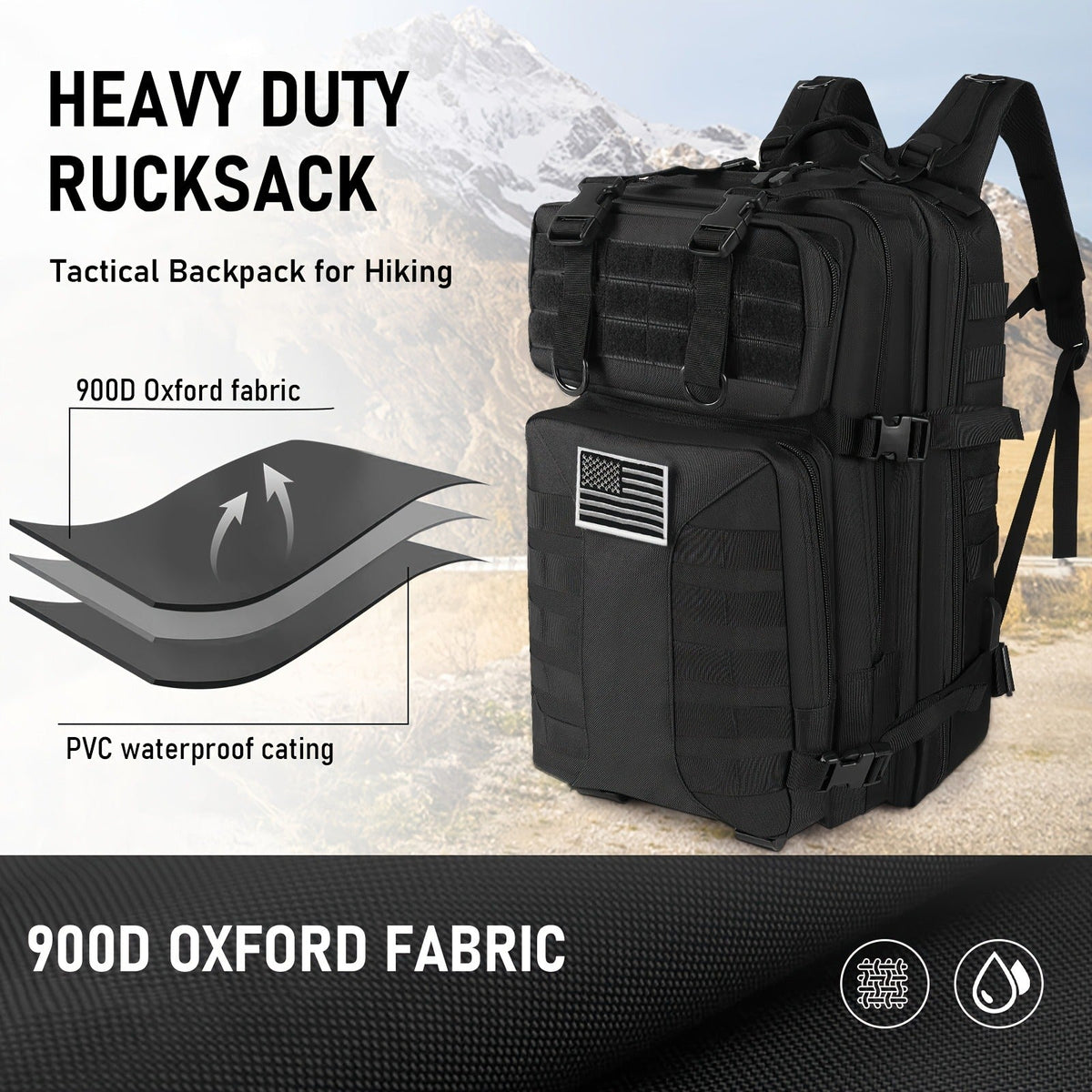 Large Capacity Molle Rucksack for Camping, Hiking, Hunting, Fishing & Travel, Unisex with Multiple Color Options | Tactical Military Backpack 50L - product image 17