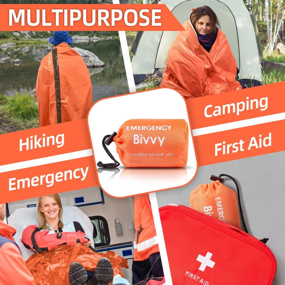 Emergency Sleeping Bag 4-Pack with Survival Whistles | Mylar Thermal Blanket Shelter Bag, Lightweight Waterproof Bivy Sack for Camping, Hiking, Backpacking - product image 9