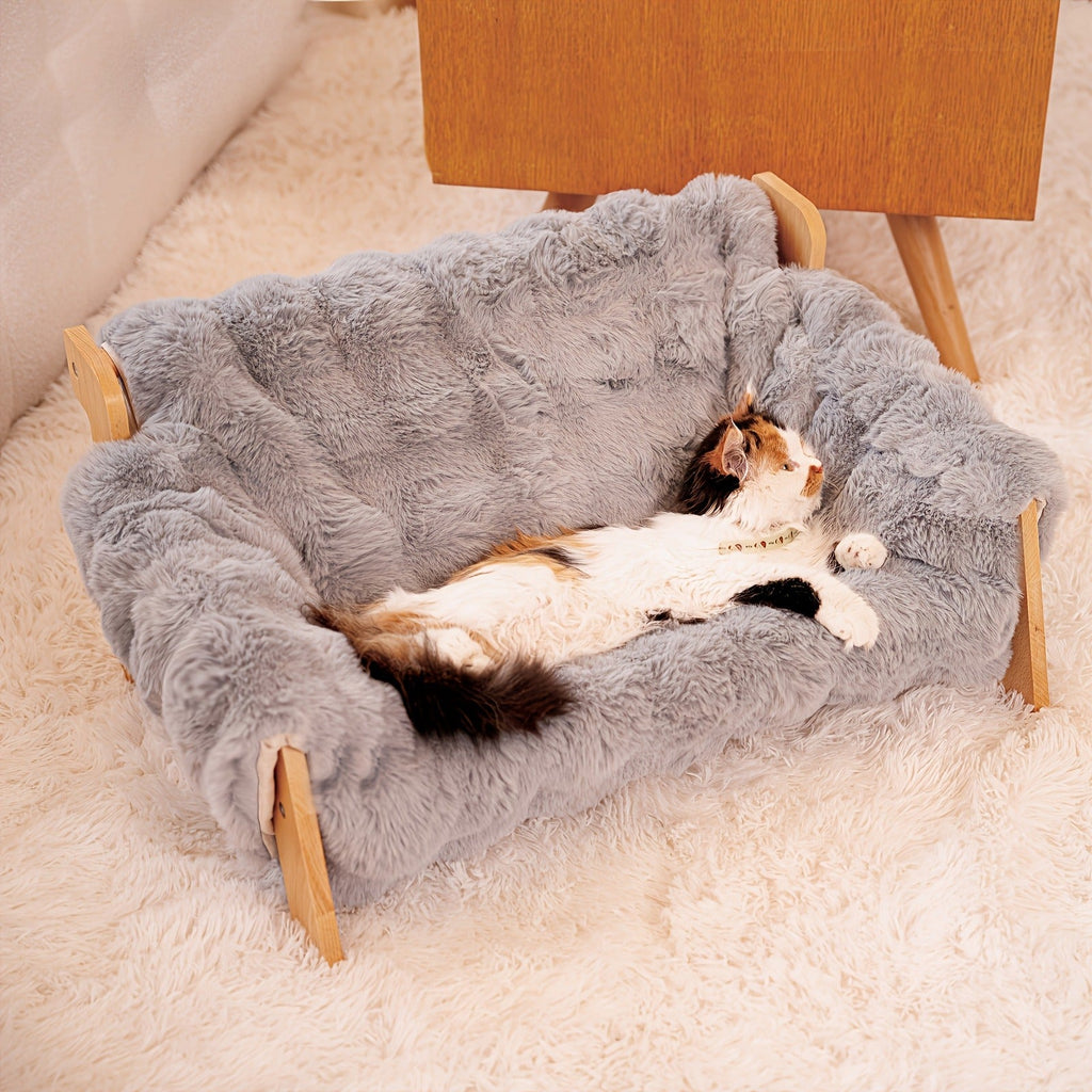 Raised Solid Wood Pet Couch Bed Elevated Modern Cat & Dog Sofa Chair 27x18x12 Inch | Thick Wide Wood Frame Space-Saving Cozy Pet Furniture for Cats & Small - product image 8