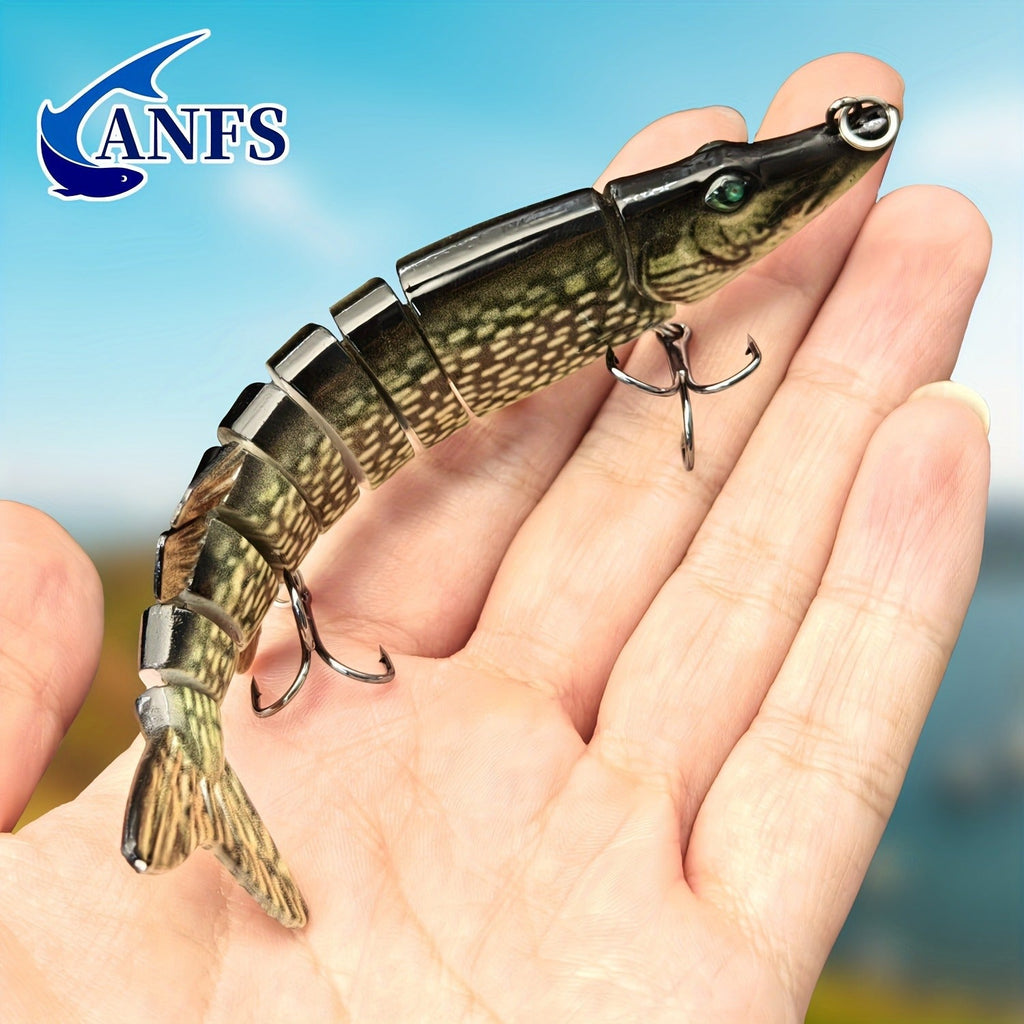 Slow Sinking Lifelike 3D Eyes ABS Body, Pearl Powder Coating, 8-Section Woven Fabric Jointed Lure Kit for Freshwater & Saltwater, 2 Models (FCP2P-392 / - product image 4