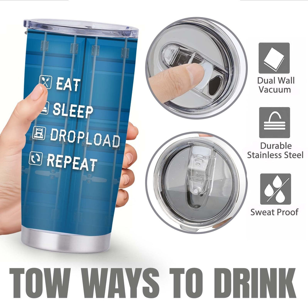 Truck Driver Tumbler 20oz Stainless Steel Insulated Coffee Cup with Lid Birthday Gift for Husband Son Grandpa Nephew Farmer Truck Driver Men for Kitchen & Dining