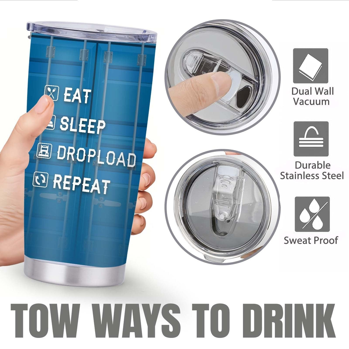 Truck Driver Tumbler 20oz Stainless Steel Insulated Coffee Cup with Lid Birthday Gift for Husband Son Grandpa Nephew Farmer Truck Driver Men for Kitchen & Dining