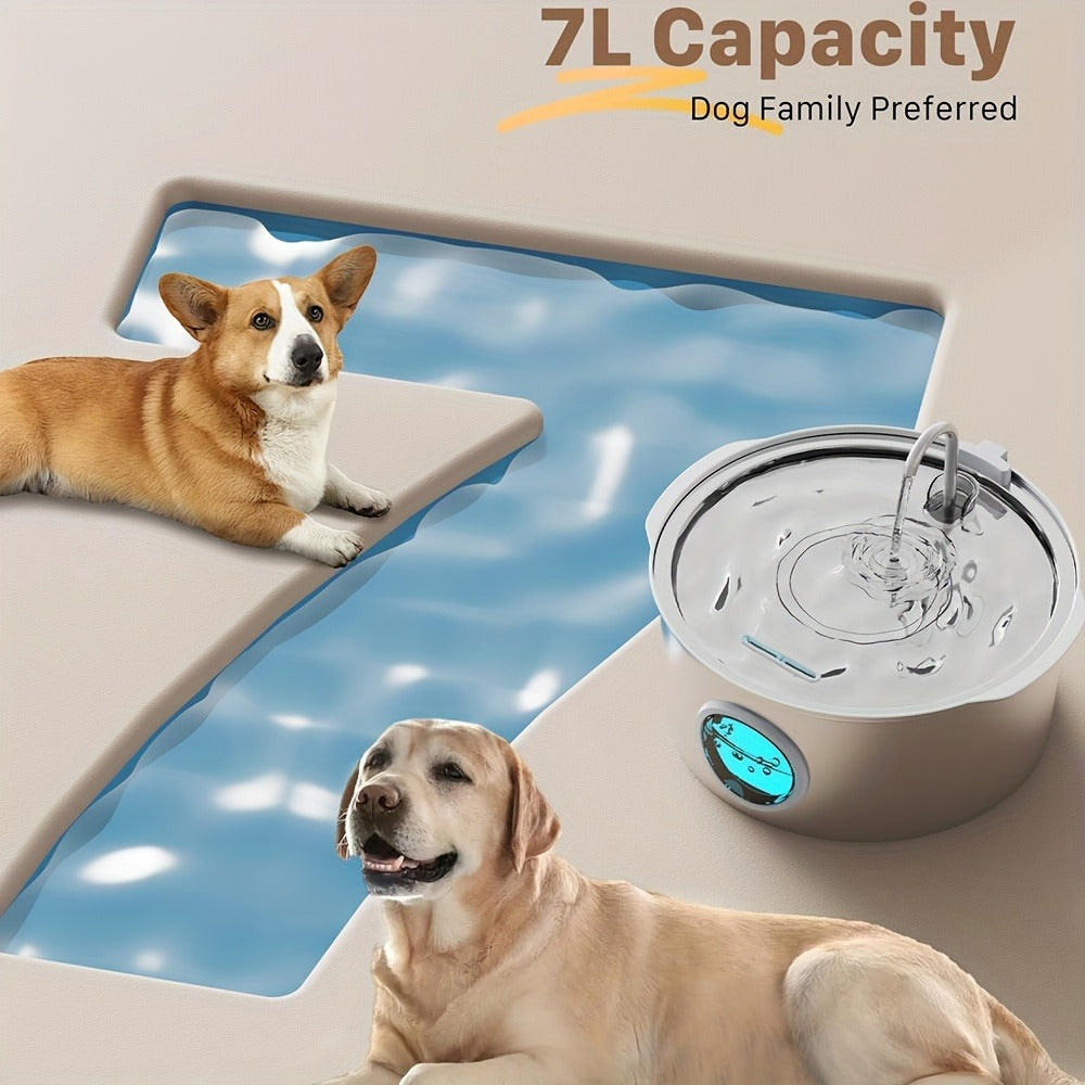 Stainless Steel Pet Water Fountain 1.85 Gal | Smart 304 SS Large Capacity Cat Dog Automatic Water Dispenser, Silent Pump, Filter Chip, Water Level Window - product image 4