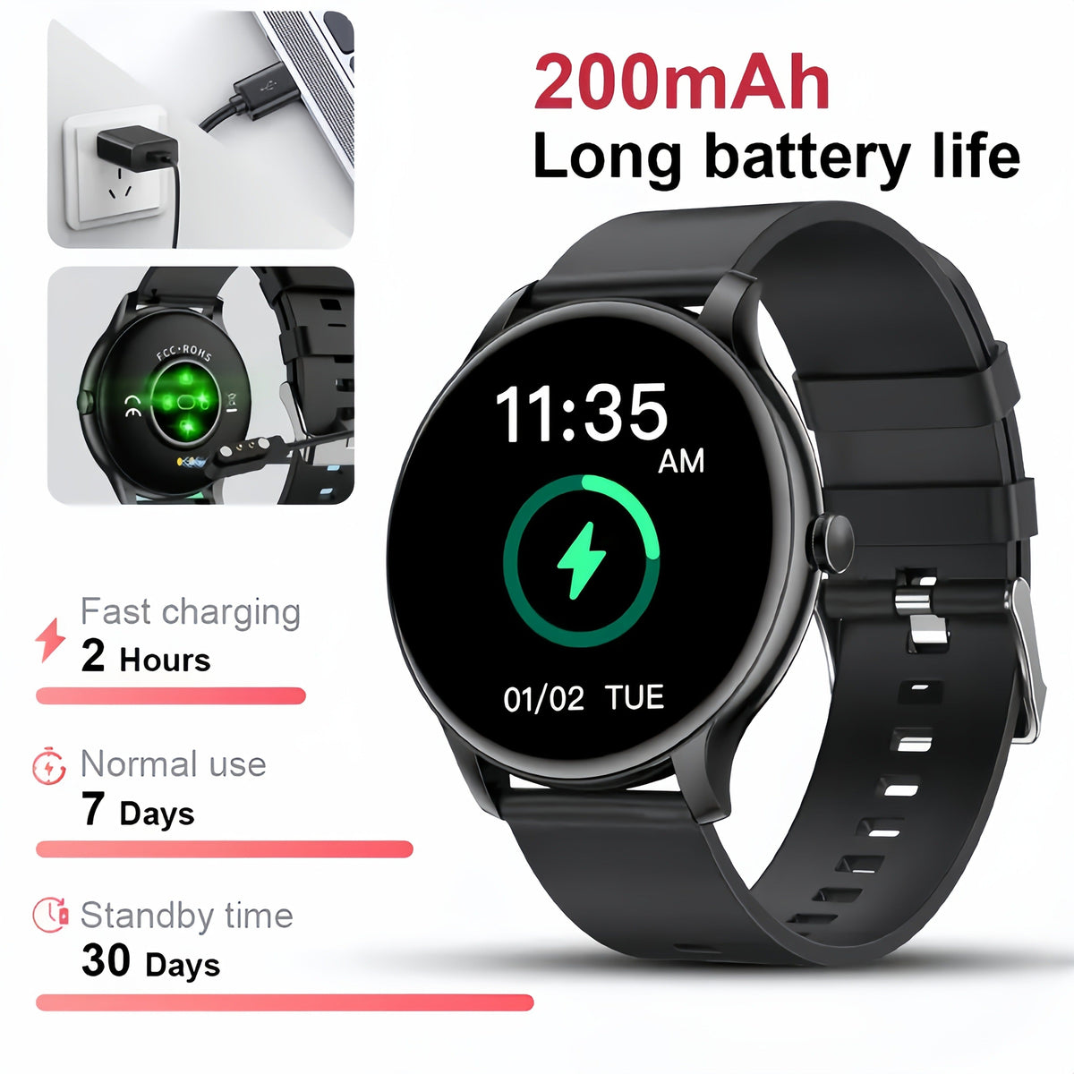 Fitness Tracker Smartwatch for Men & Women | 1.28" Display, Sleep Monitor, Step Counter, Distance Tracker, Running & Gym