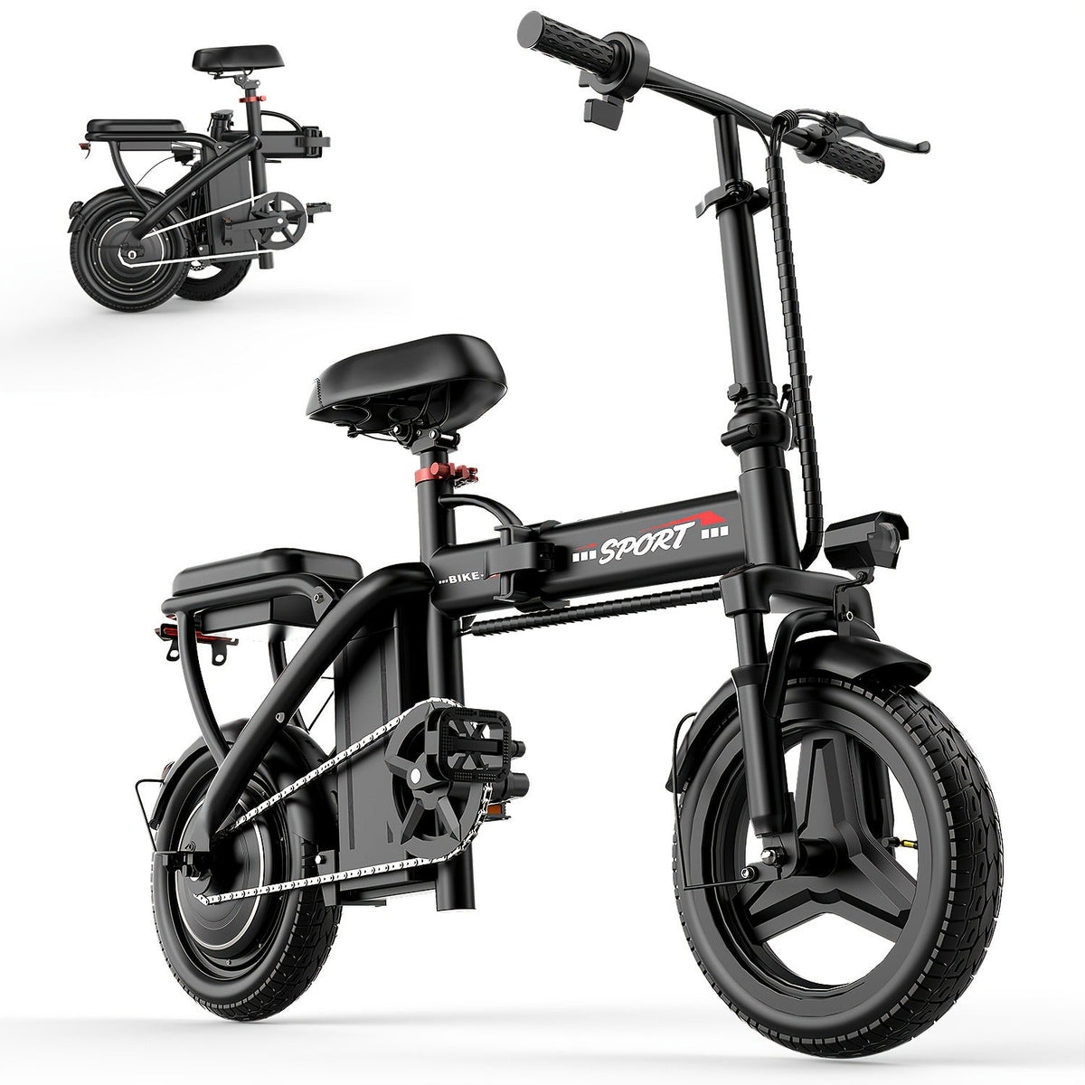 Commuter Electric Bike 14 Inch Folding E-Bike 650W Peak Motor 48V 10Ah Battery 25MPH 25-Mile Range Featherlight Mini Electric Bicycle for Adults - product image 6