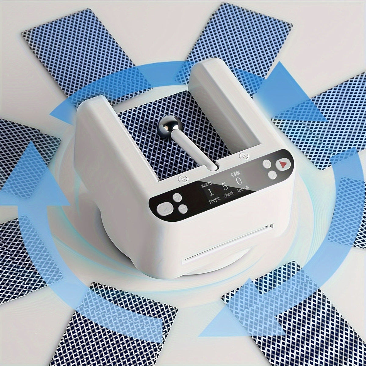 Double Layer 360° Rotating Electric Card Dealer with 5000mAh Rechargeable Battery, Hands-Free Auto Card Dispenser for Poker, Board Games & Family Game Night, Black or White | Automatic Card Dealing Machine