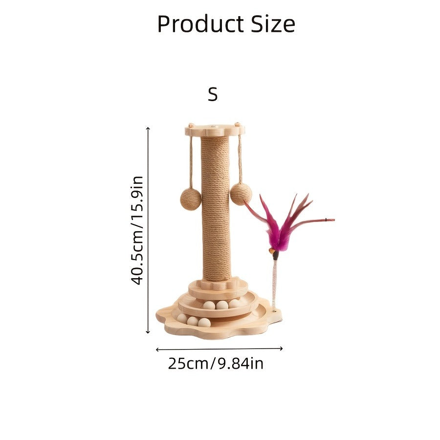 Cat Scratching Post Sisal Vertical Scratcher | Solid Wood Base, Wear-Resistant Rope, Multiple Styles: Standard, Mushroom & Dolphin Shapes, Sizes S/M/L, Cat - product image 12
