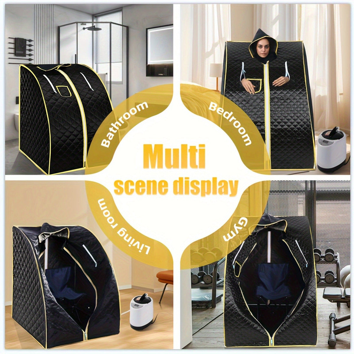 Portable Steam Sauna Tent with Remote Control & Foldable Chair, Personal Home Sauna Room for Detox Weight Loss Relaxation, Stainless Steel Stand, 87oz Steam Generator Included - product image 4