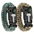 Paracord Survival Bracelet 2-Pack | 5-in-1 Tactical Emergency Bracelet with Fire Starter, Compass, Loud Whistle & Scraper, Outdoor Gear for Hiking, Camping - product image