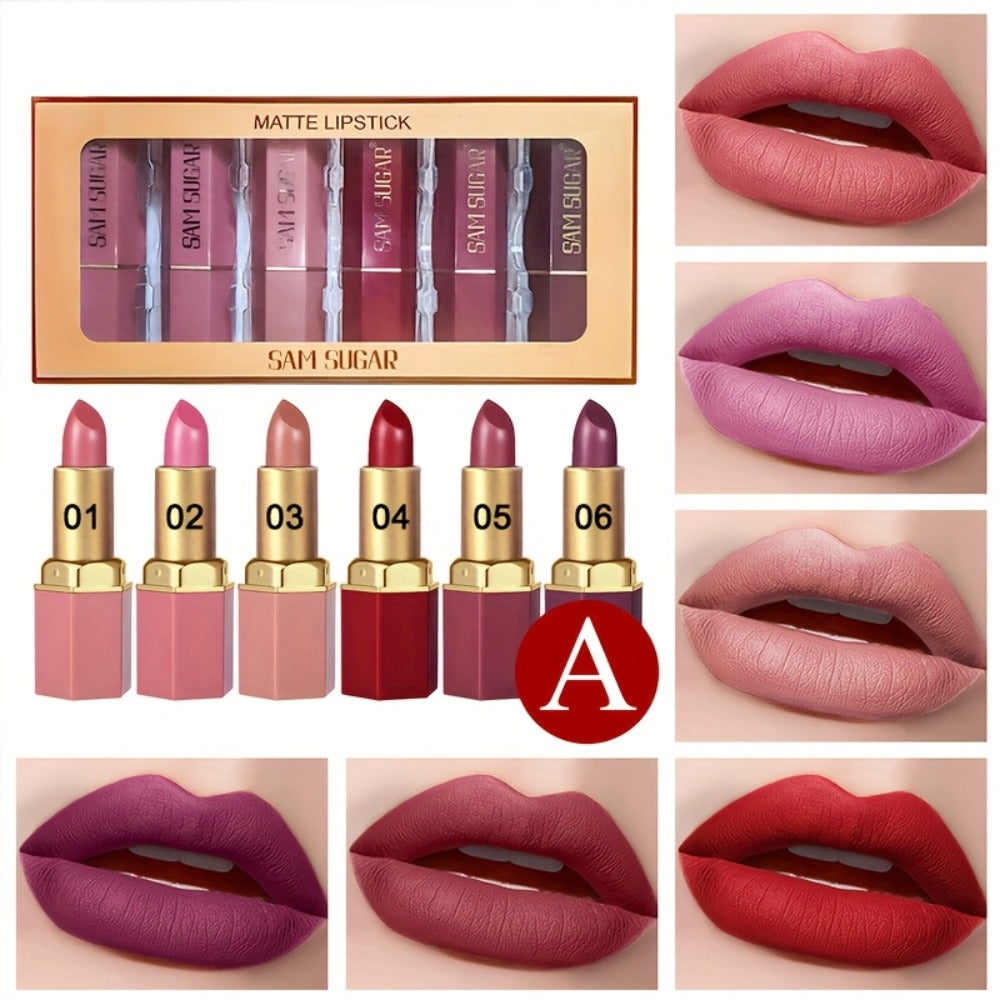 Lip Gloss Set 6pcs Velvet Finish Moisturizing Long-Lasting Hydrating Shiny Lip Color Collection — Vibrant Berry Mixed Shades for All Skin Tones Everyday Makeup Gift Set Women Girls - product image 3