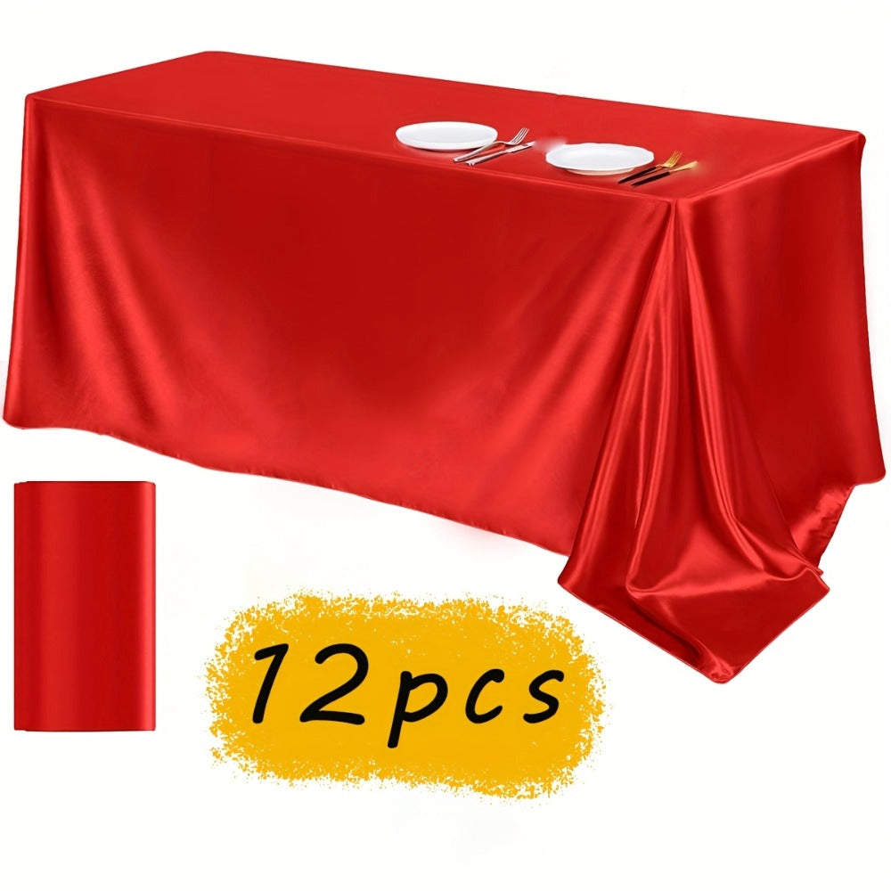 Satin Tablecloth 12pcs 57"x102" Rectangular Silky Smooth Fabric Table Cover for Wedding Banquet Birthday Party Holiday Event - product image 12
