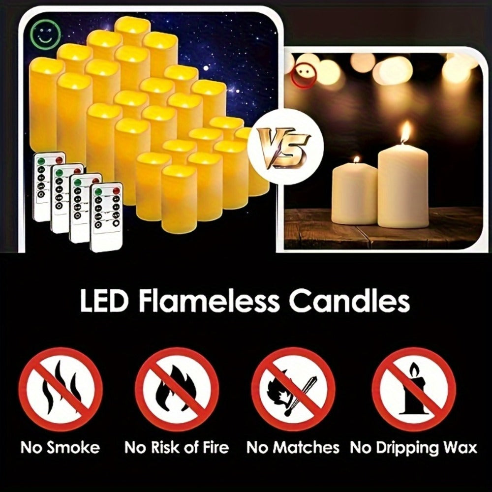 Flameless LED Candles 24pcs with 4 Remote Controls Timer Waterproof IP44 Battery Operated 4 5 6 Inch Warm White for Wedding Halloween Home Decor Indoor Outdoor - product image 5