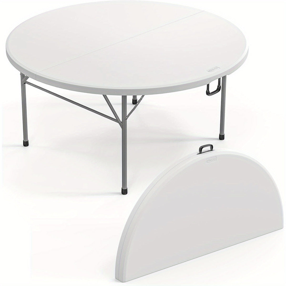 Round Folding Table 48" / 60" Bi-Fold HDPE 1.75" Thick Top Rust-Resistant Steel Frame for Wedding, Party & Commercial Events — 1, 2 or 4 Pack - product image 5