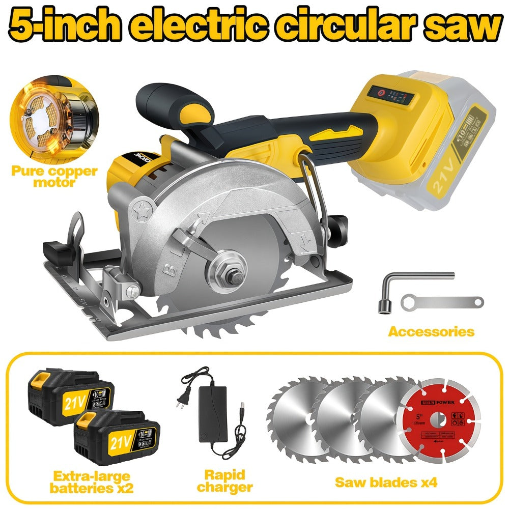 Brushless Circular Saw Kit 5-Inch 6900RPM with 4000mAh Battery Charger 4 Blades 45 Degree Bevel Cordless Wood Cutting Saw for Woodworking Garden DIY Projects - product image 3