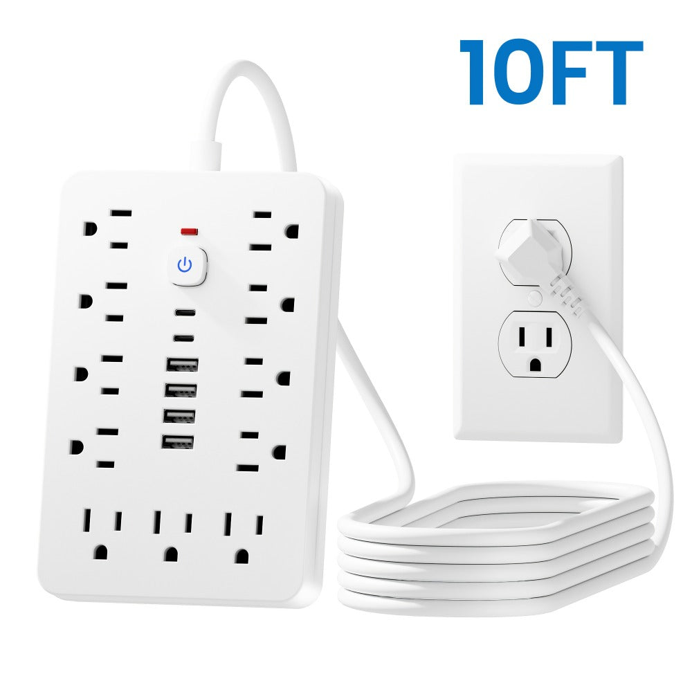 Extension Cord Power Strip with USB Ports 11 AC Outlets 4 USB-A 2 USB-C Surge Protector Overload Protection Short Cord 5FT 10FT for Home Office Study School Desk Charging Station W - product image 7
