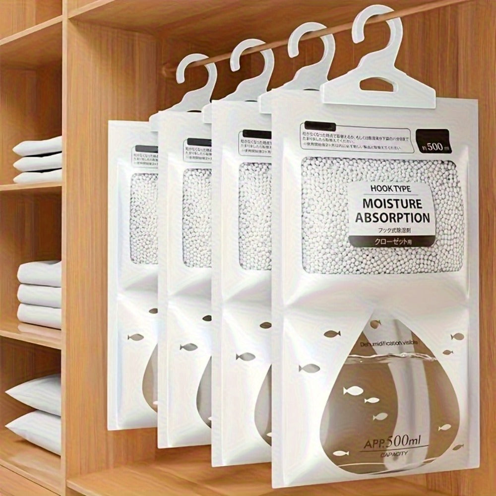 Hanging Moisture Absorber Bags 10-Pack, Dehumidifier Bags for Closet Wardrobe Bedroom Bathroom, High-Efficiency Moisture Proof Damp Absorbing Home Dehumidification - product image