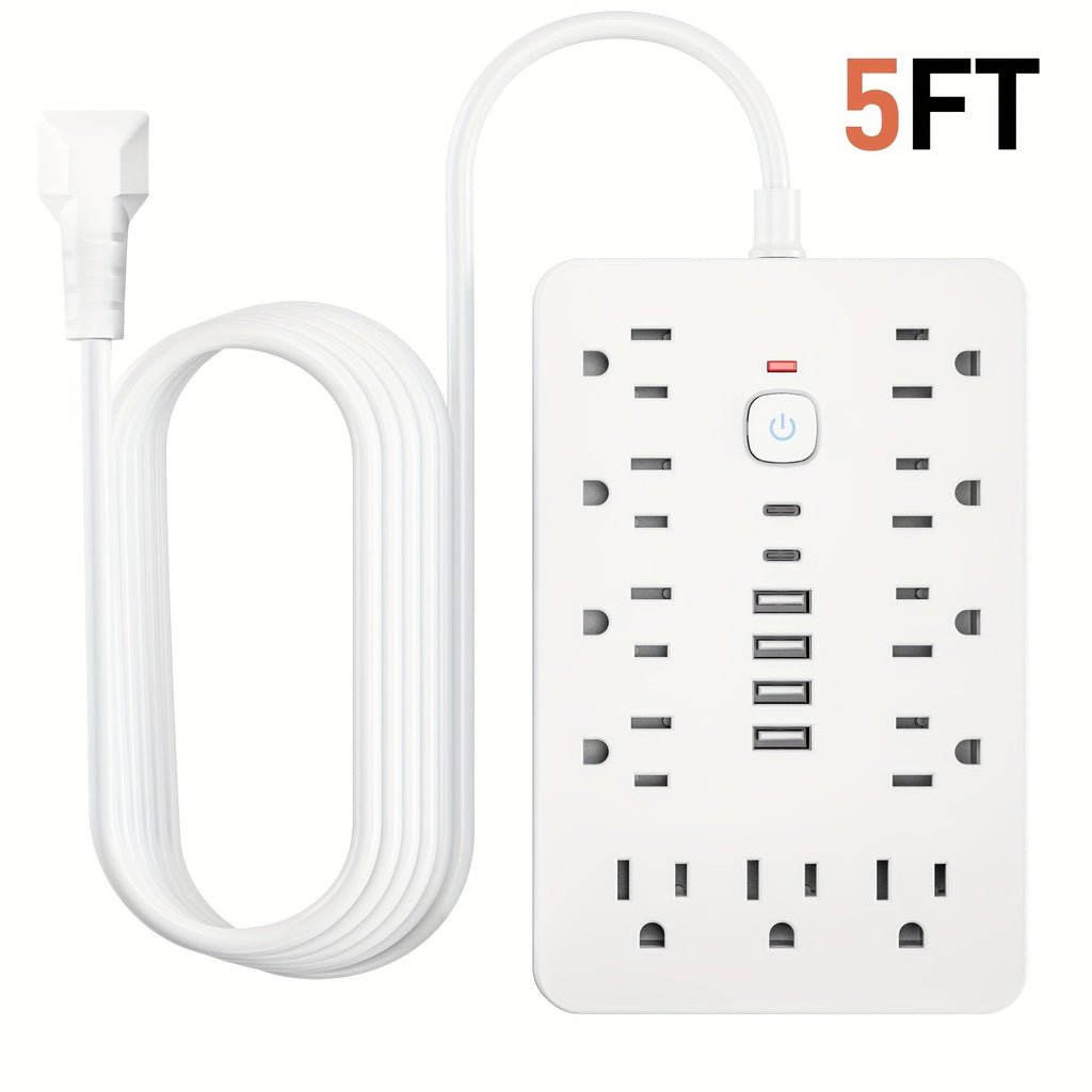 Surge Protector Power Strip 17-in-1 with 11 AC Outlets 4 USB-A 2 USB-C Ports Flat Plug Extension Cord Space-Saving Compact Design for Home Office Kitchen Desk Wall Charging Station - product image 10