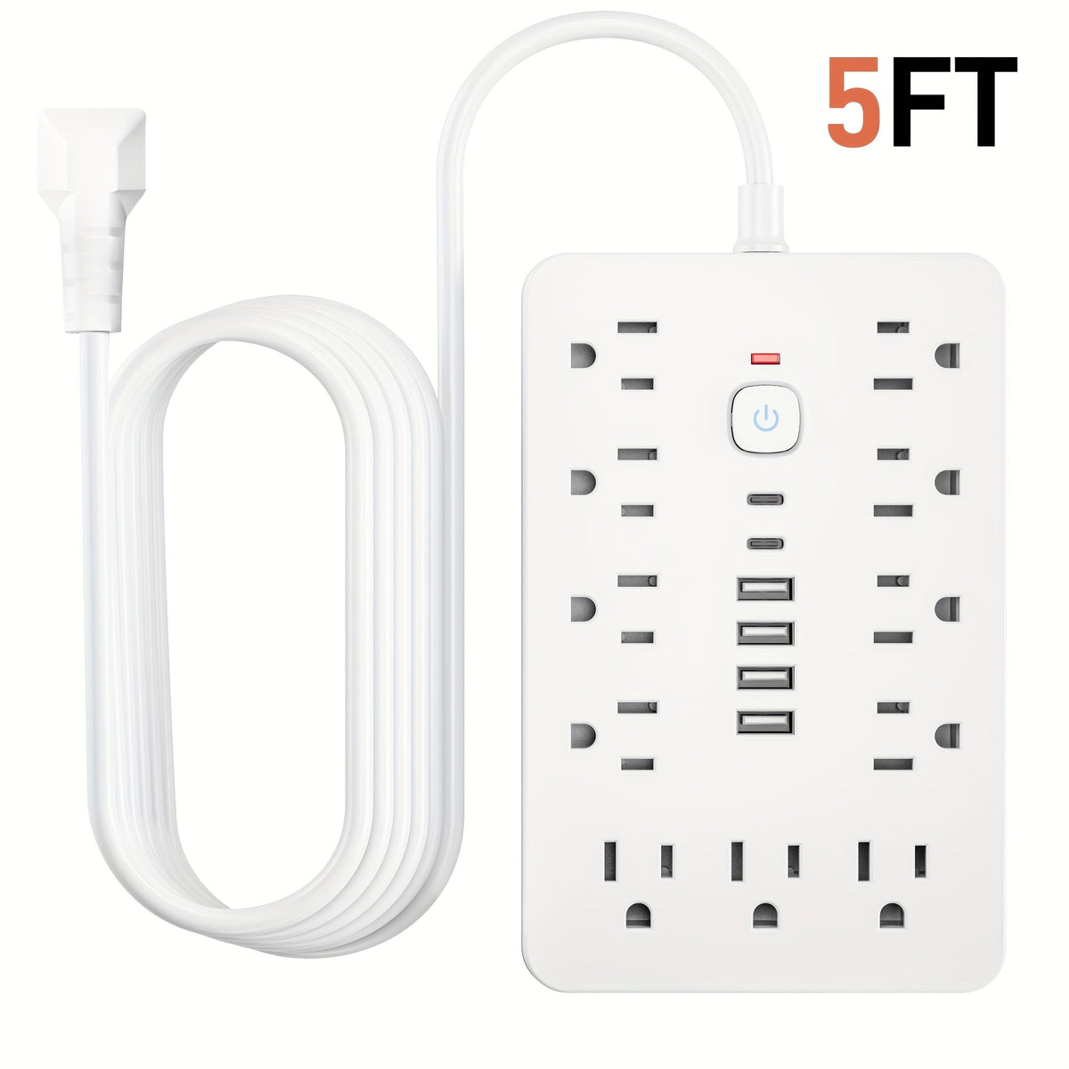 Surge Protector Power Strip 17-in-1 with 11 AC Outlets 4 USB-A 2 USB-C Ports Flat Plug Extension Cord Space-Saving Compact Design for Home Office Kitchen Desk Wall Charging Station - product image 10